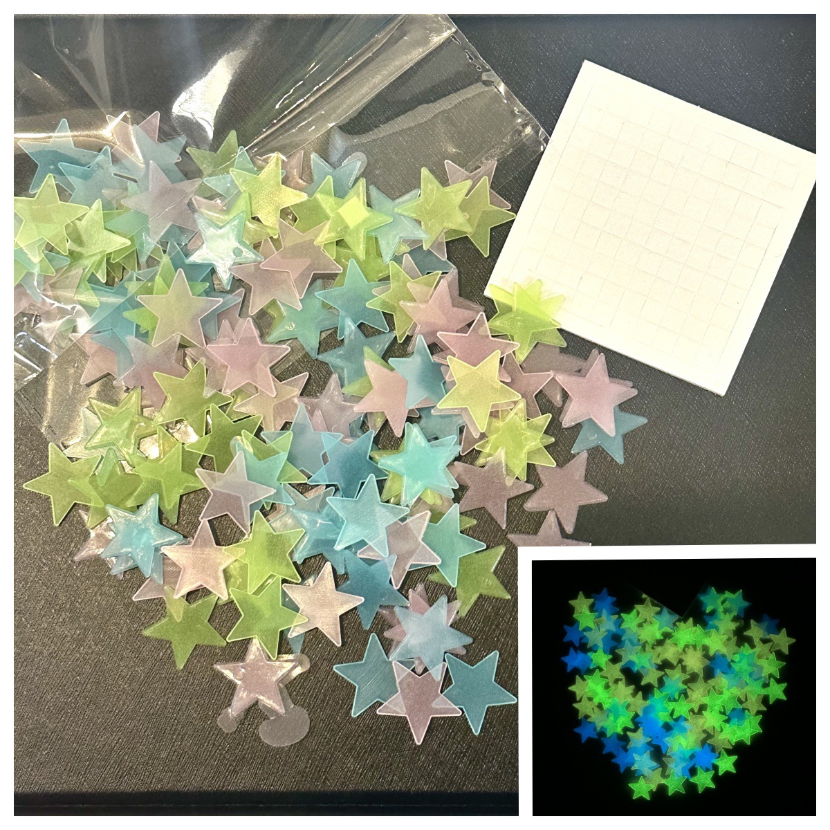 Estrellas nocturnas, luna, pared luminosa pegada a la Sala de estar del dormitorio, decoración de la pared de la fiesta, pegatinas fluorescentes de distribución transfronteriza