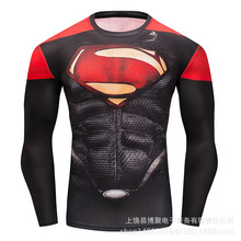 3D印花速卖通长袖超人长袖紧身运动男士T恤速干衣厂家特价
