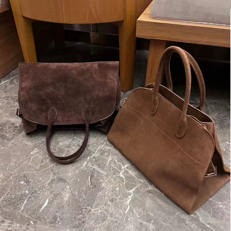 Retro capacious matte one-shoulder bag, shoulder bag, genuine leather