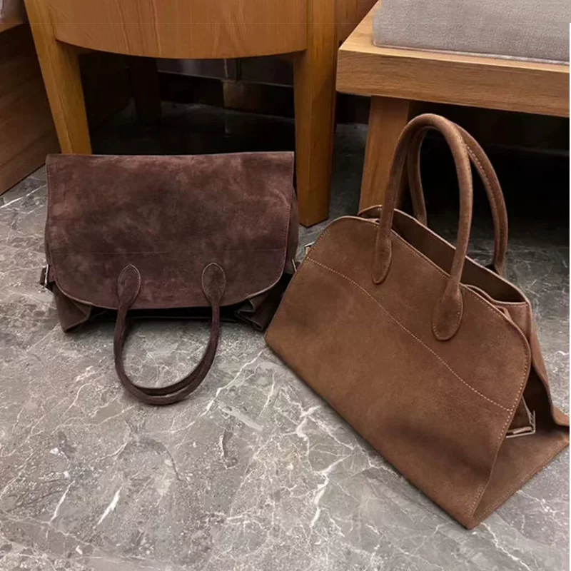Retro capacious matte one-shoulder bag, shoulder bag, genuine leather