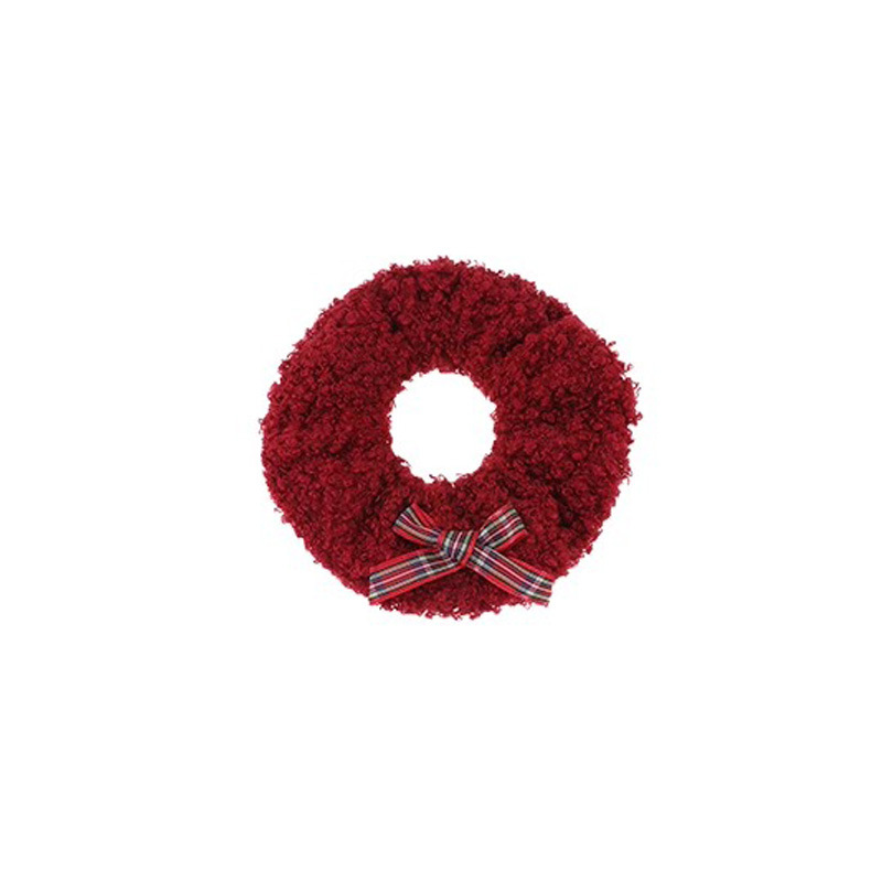 Coreano retro cuadrado rojo bordes de encaje anillo de intestino grande Navidad Año Nuevo nicho universal anillo de cabello de mujer bola cuerda de cabello