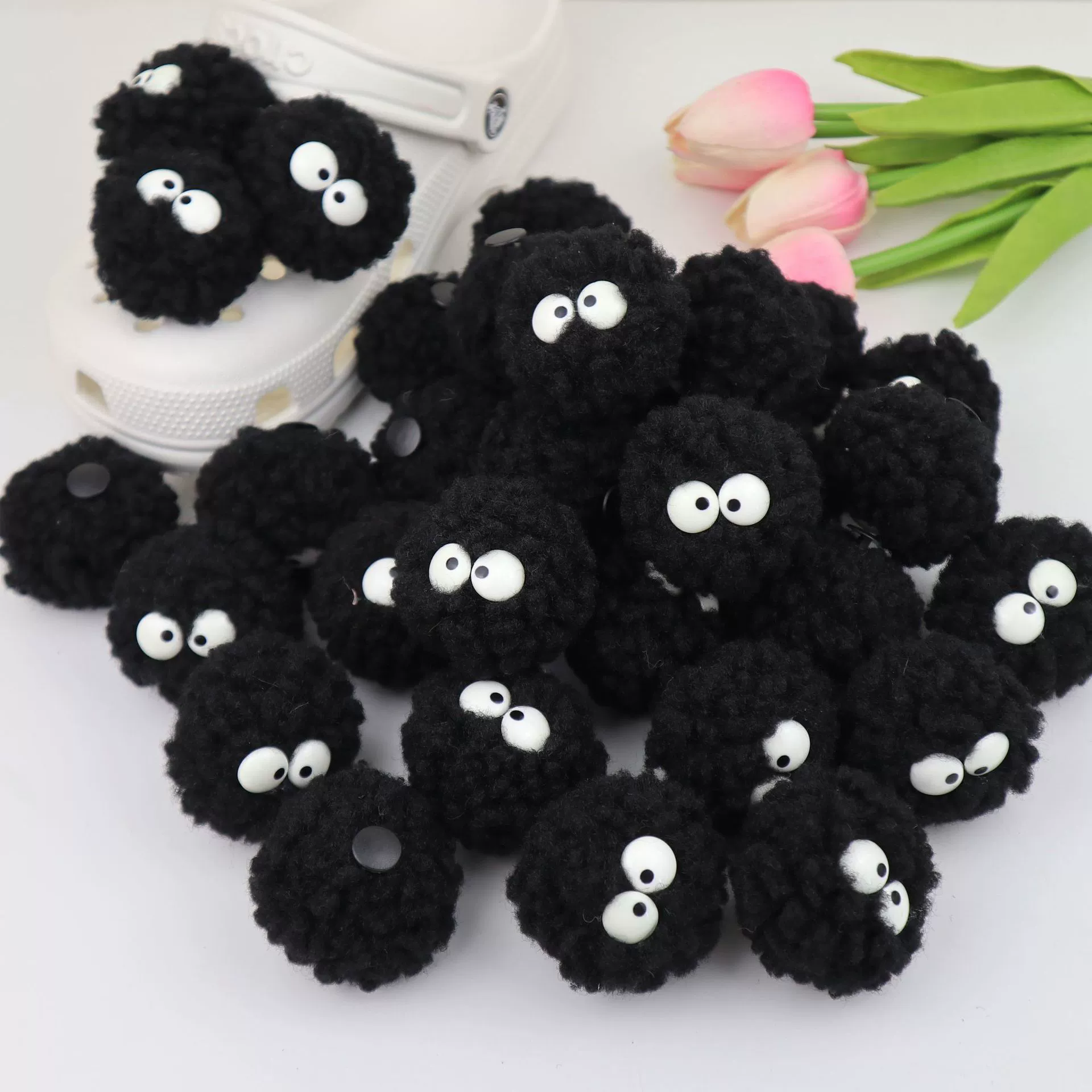 Пещера обувь цветок мех мяч уголь эльфийский на складе творческий милый Плюшевые помпоны пряжки обуви
