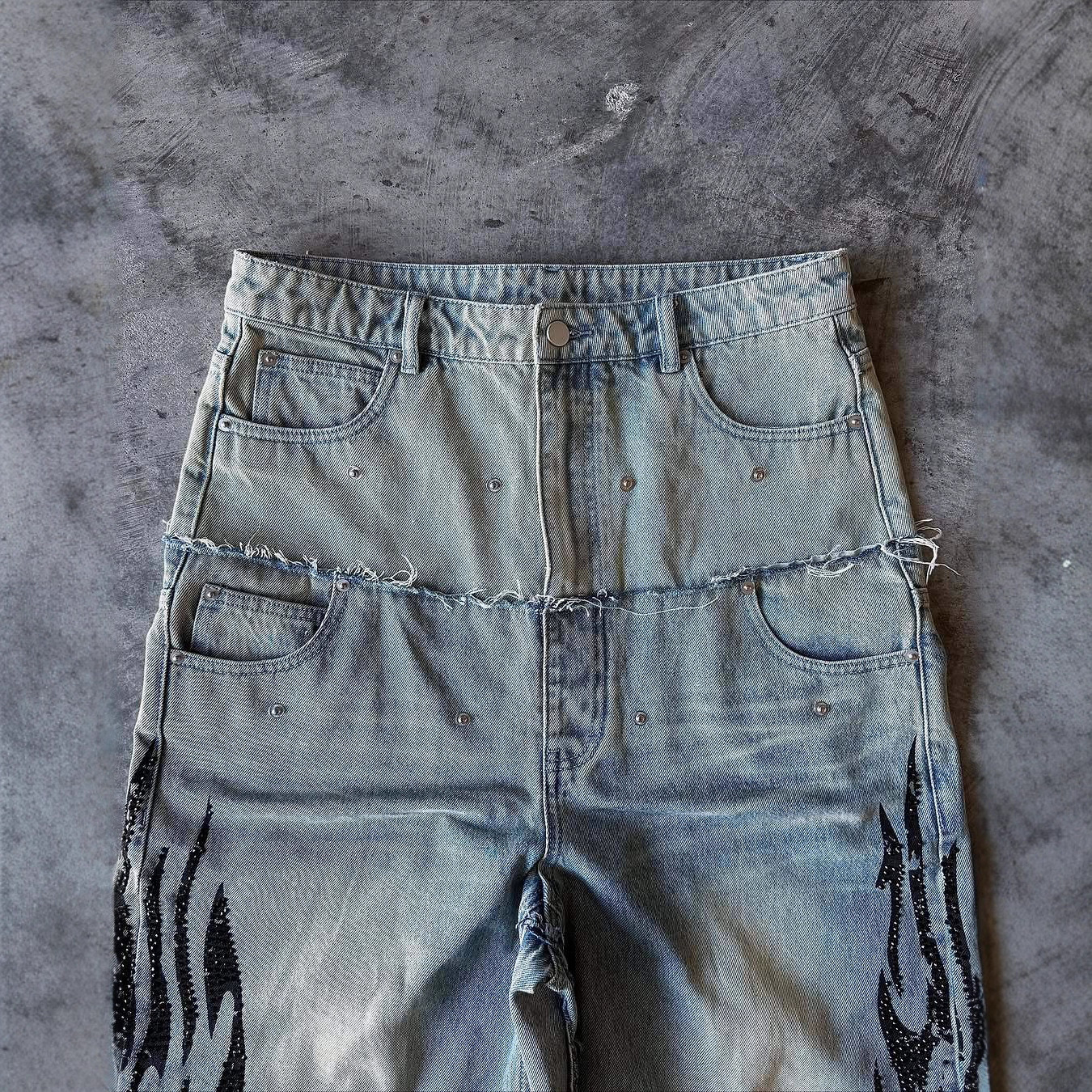 Europa y América transfronterizos y2k estilo de estilo de estilo de alta calle impresa jeans personalidad callejera casual pantalones de piernas anchas