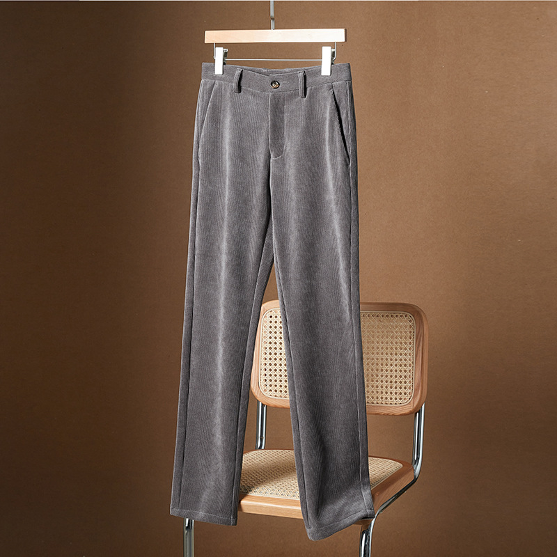 Pantalones de pana elásticos de corte ajustado estilo coreano para hombre, nueva moda casual de negocios para otoño/invierno 2025.