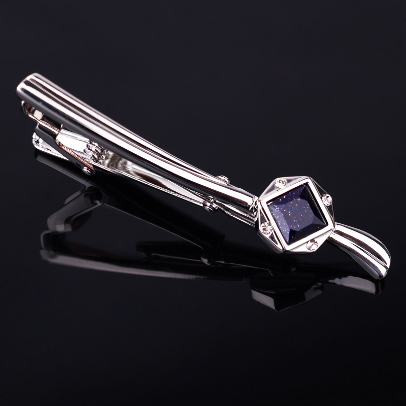 별이 빛나는 로맨틱 다이아몬드 실버 타이 클립 선물 상자