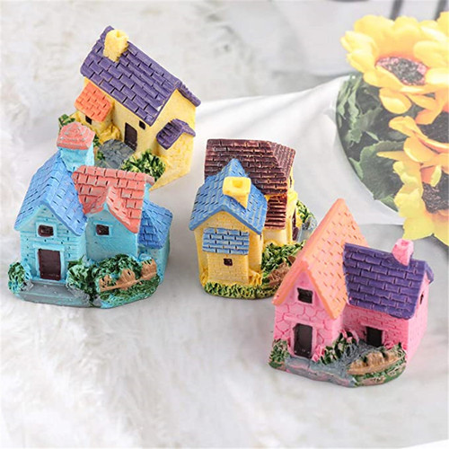 European style country fence villa cartoon bungalow succulent small house house moss micro landscape resin ornaments