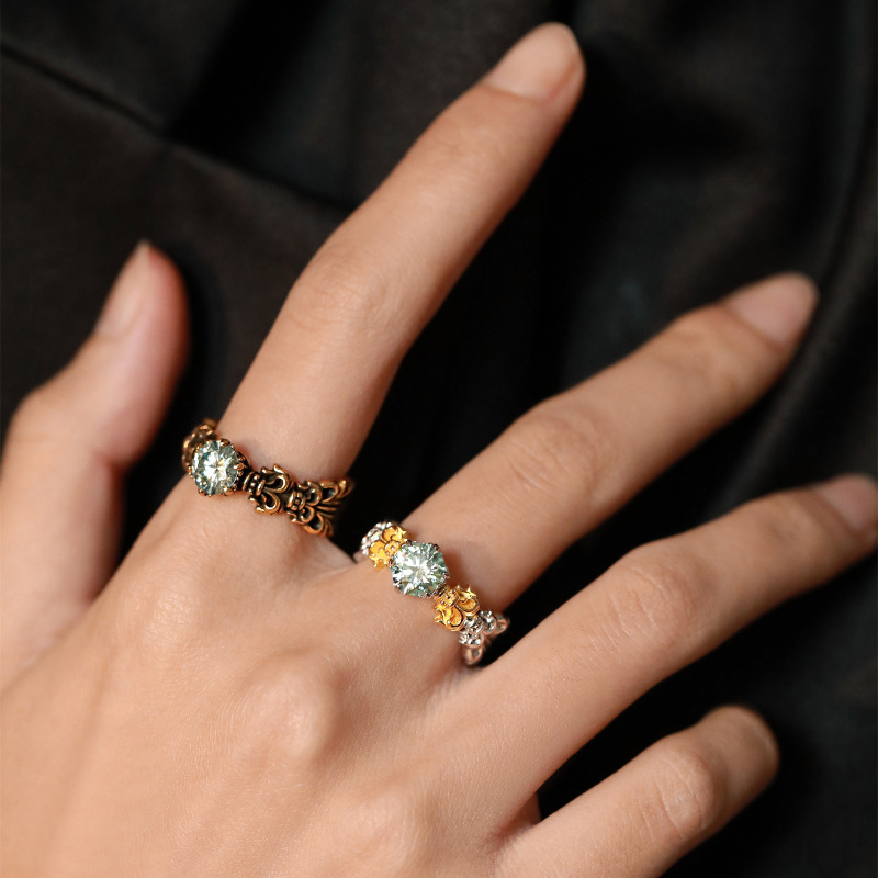 Flower-de-Luce Ring Female Retro Vintage Open-end