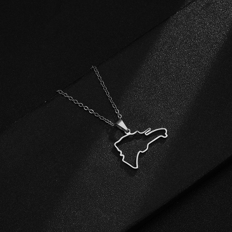 Collana con ciondolo in acciaio al titanio con mappa dominicana per uomo e donna, collana di coppia in acciaio inossidabile, accessori di tendenza_voghion.com
