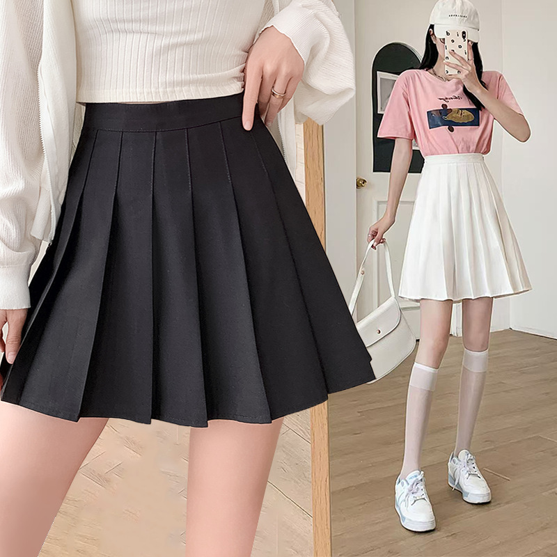 【4个长度】半身裙百褶裙初高中学生学院风大码高腰中款长款裙子