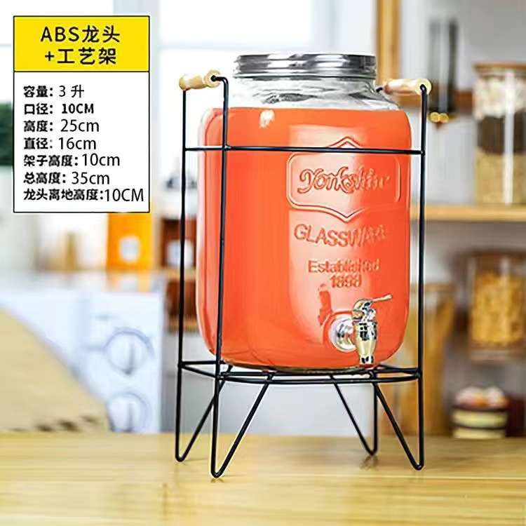 Entrega de 48 horas en nombre de la botella de vino de vidrio para el hogar con grifo, botella de agua fría, barril de bebidas propias, barril de cerveza, contenido de té de frutas