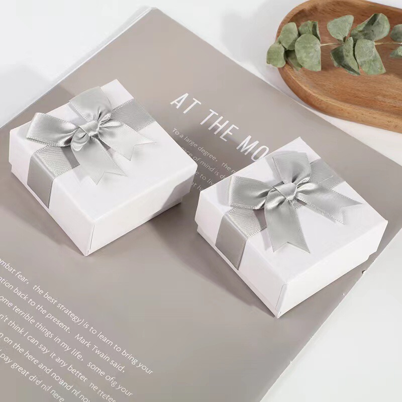 New bow jewelry packaging box necklace ring stud earrings gift box jewelry packaging box in stock wholesale