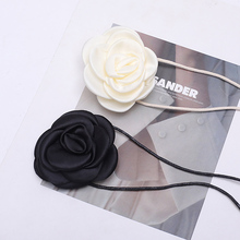 山茶花腰链女花朵装饰腰带配裙子连衣裙白色腰绳细高级感2024新款