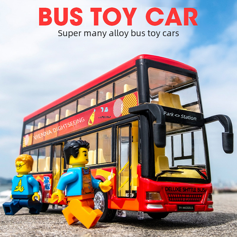 Double-decker bus toy alloy car model simulation children's toy car gift for boys Changlei wholesale
