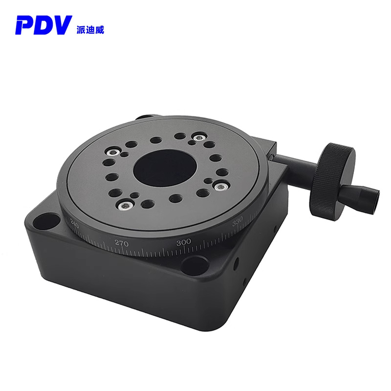 派迪威精密手动旋转台中空旋转台快速调节360度旋转滑台