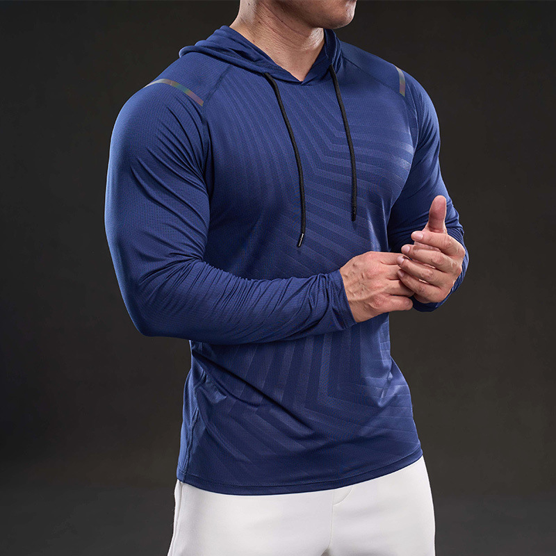 70223 Domineering Muscle Style 2025 Новая быстросохнущая футболка из ледяного шелка с длинными рукавами Мужская повседневная спортивная эластичная футболка для фитнеса на открытом воздухе