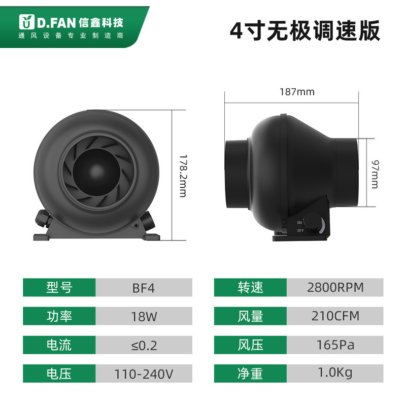 EC变频低噪音管道风机种植水培新风系统防水管道风机|undefined