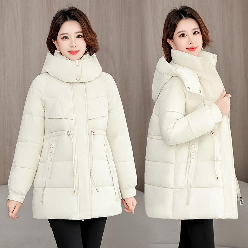 中年妈妈冬装新款棉服中长款收腰显瘦加厚棉袄中老年人女秋冬季外