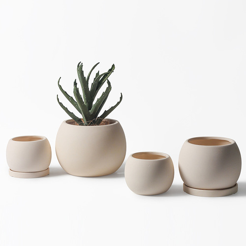 Nordic-style flower pot, white-fired ceramic, fashionable, minimalist, literary, personalized indoor pothos, DIY, breathable, biodegradable