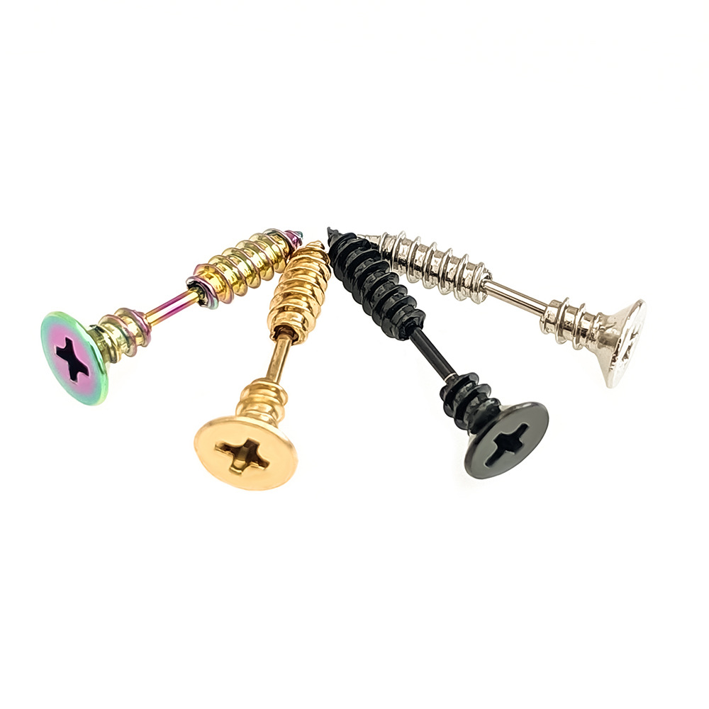 2g Weight Titanium Steel Ear Needle Material Ear Studs Classification Screw Backs Ear Cap Type 1 Piece Quantity 1 Piece Streetwear Nail Plating Titanium Steel Screw Backs Ear Studs