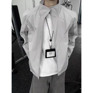 解构拼接立领飞行夹克男款秋季痞帅潮流休闲时尚美式boxy上衣外套