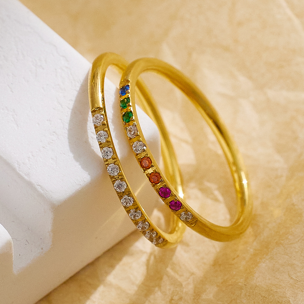 304 Stainless Steel Material Real Gold Plated Geometric 304 Stainless Steel Simple Style Waterproof Non Tarnish Rings