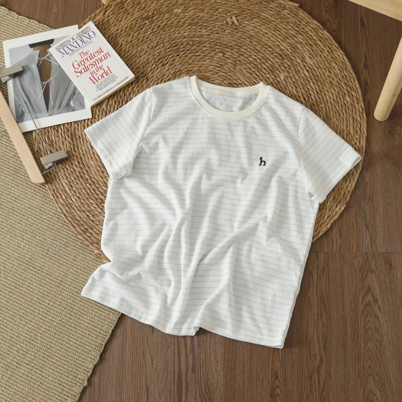 Hazzys/ハギス 25 夏の女性の新しいストライプ夏カジュアル半袖 T シャツドロップシッピング|undefined