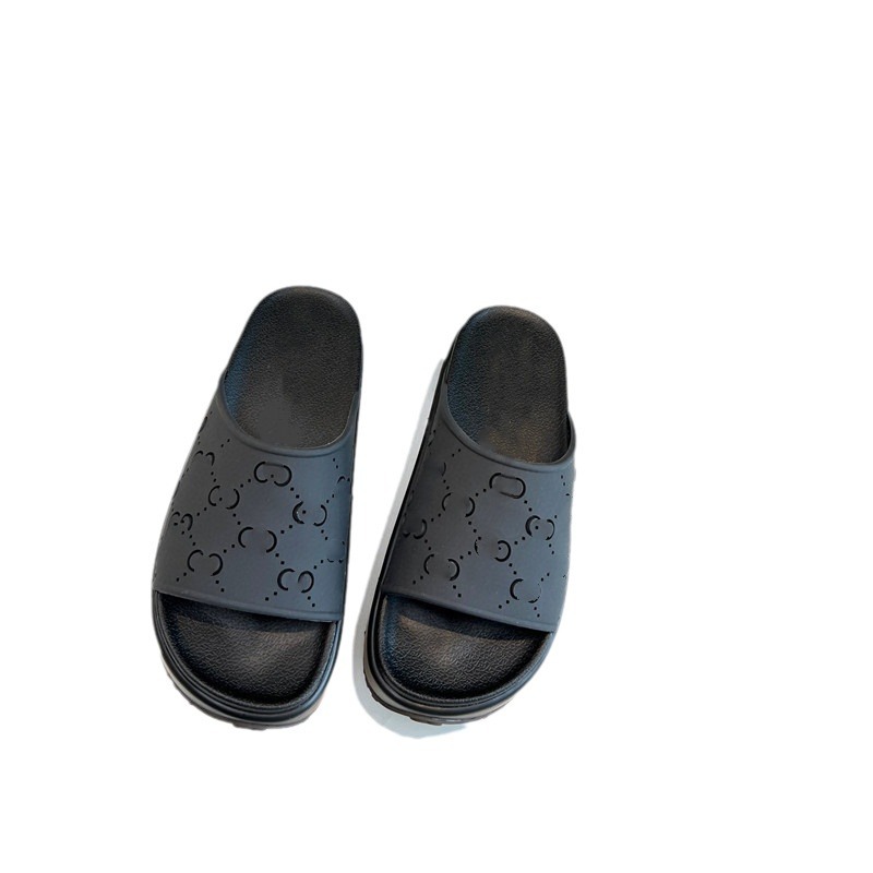 Nuevo estilo de comercio exterior sandalias y pantuflas de altura de suela gruesa con zapatillas de una sola palabra de la marca de moda G sandalias de playa para mujer