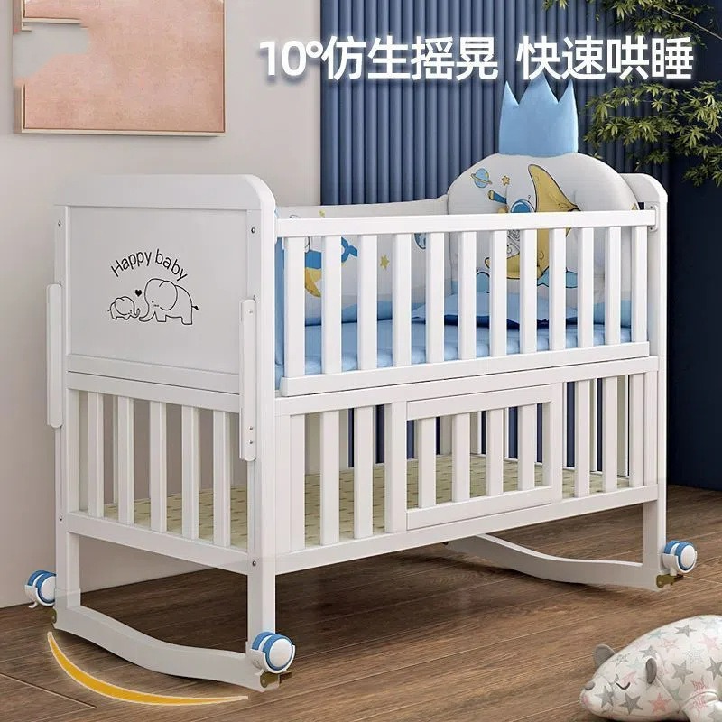 Cama europea de madera maciza blanca extraíble cuna multifuncional para niños empalmados cama grande para recién nacidos bb