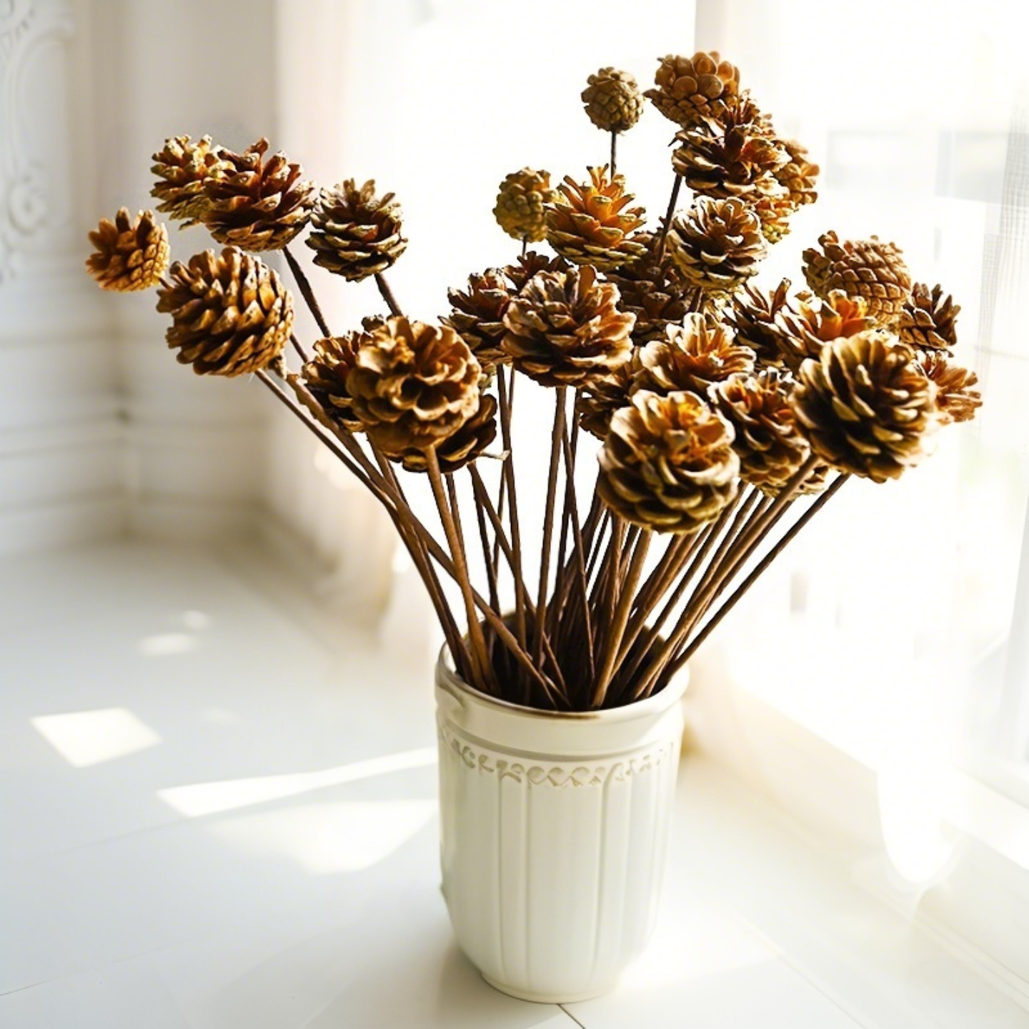 Ramo de flores secas de piñas Decoración de la sala de estar Accesorios de tiro Flores secas Decoración de arreglos florales de piñas Decoración de muebles para el hogar Decoración de piñas