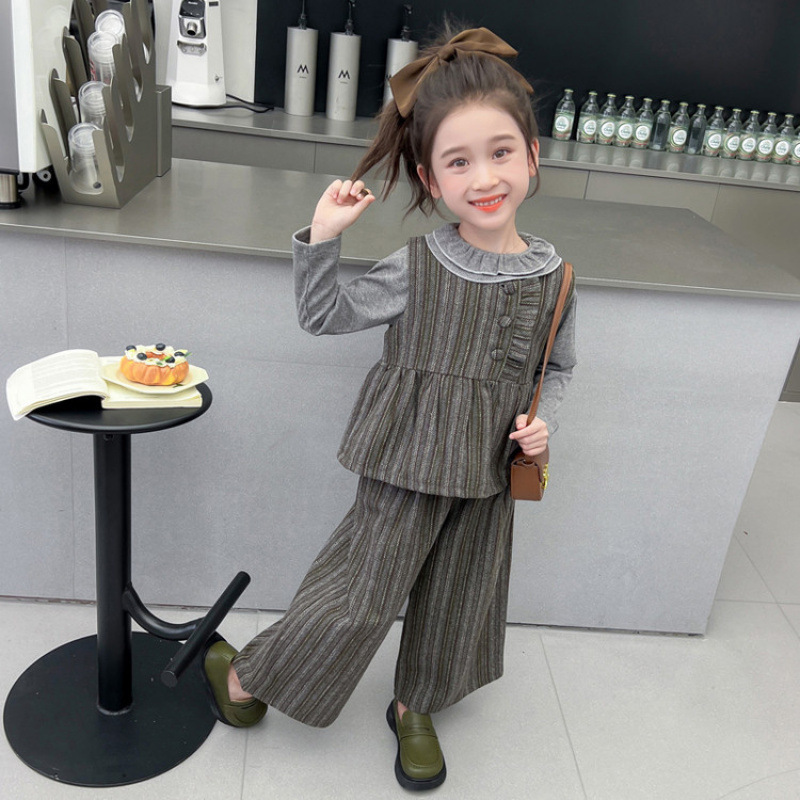 女童秋套装2025新款小香风娃娃领儿童衣服春秋款女宝宝早秋三件套|undefined