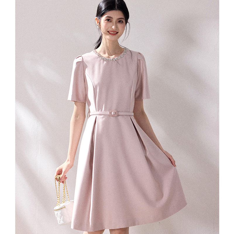 【Shengdu】Limited-time discount Sweet and elegant pink puff-sleeve beaded princess dress for women 【Shengdu】Limited-time discount Sweet and elegant pink puff-sleeve beaded princess dress for women