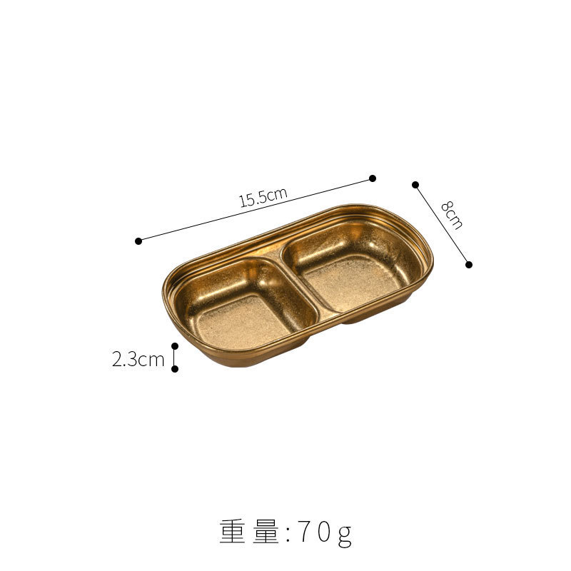 レトロな304ステンレス製ソース皿、風味皿、アンティーク加工、業務用バーベキュー用調味料皿、ソース皿、2仕切り、3仕切り|undefined
