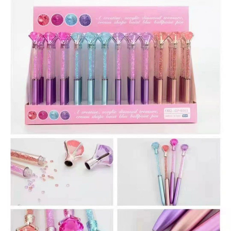 Bolígrafo de piedra de ladrillo de amor multicolor creativo transfronterizo, bolígrafo de góndola de cuentas redondas degradadas, bolígrafo de metal de regalo para estudiantes, papelería en stock