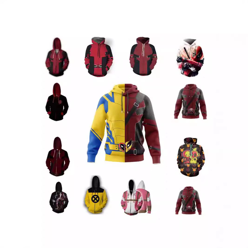 Marvel Hero Deadpool and Wolverine Cross-border Foreign Trade Amazon Autumn Hot 3D Digital Printing Hoodie Tide