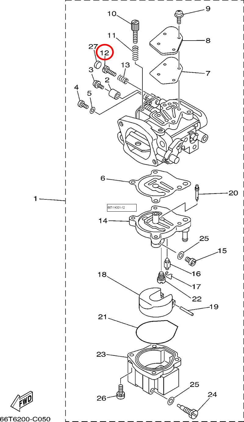 12)翟墨DEMONS舷外机船外挂机橡皮艇冲锋舟6E5-14323-03