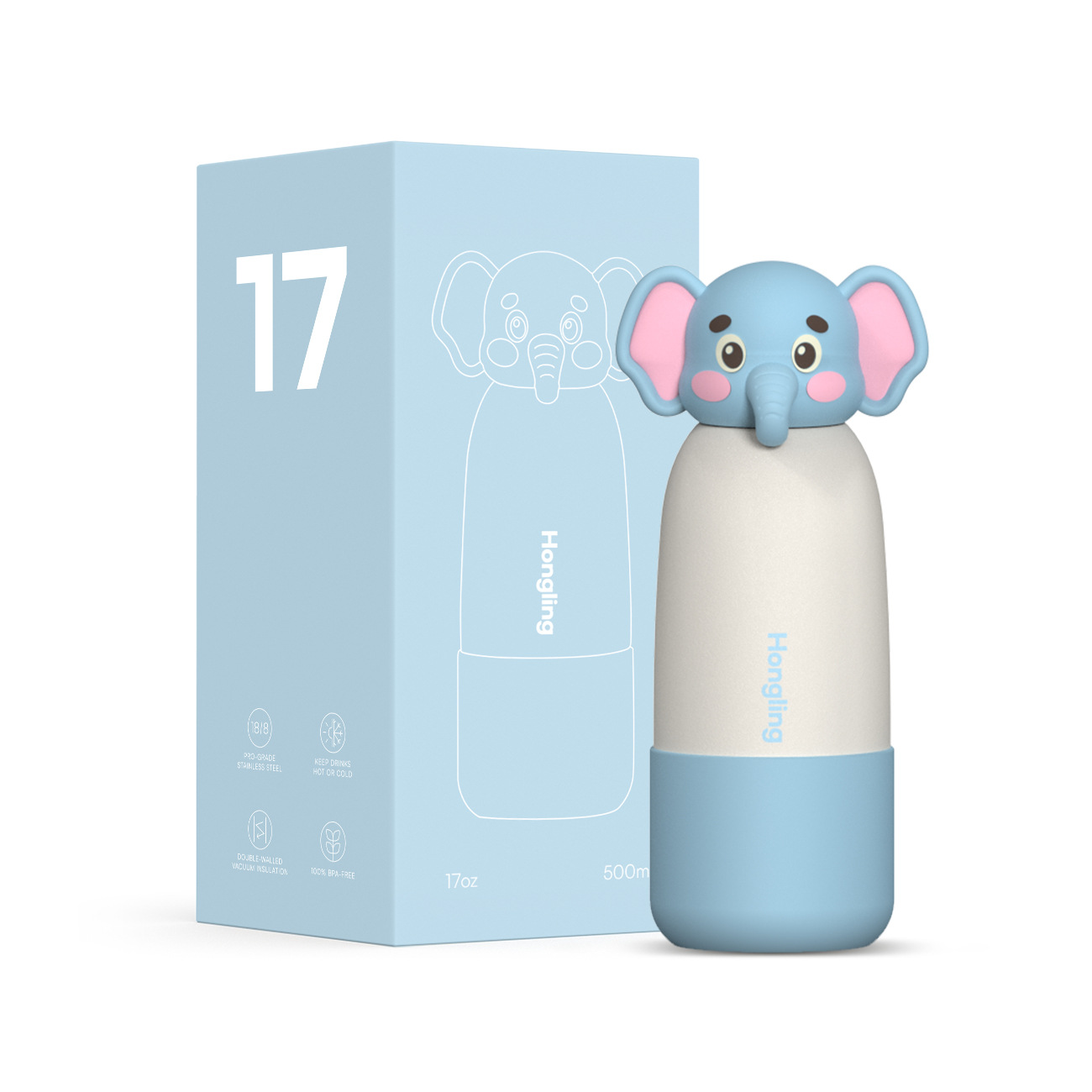 Taza de aislamiento al vacío de acero inoxidable de explosión transfronteriza lindo cabeza de panda de dibujos animados taza de agua para niños taza de paja portátil al aire libre