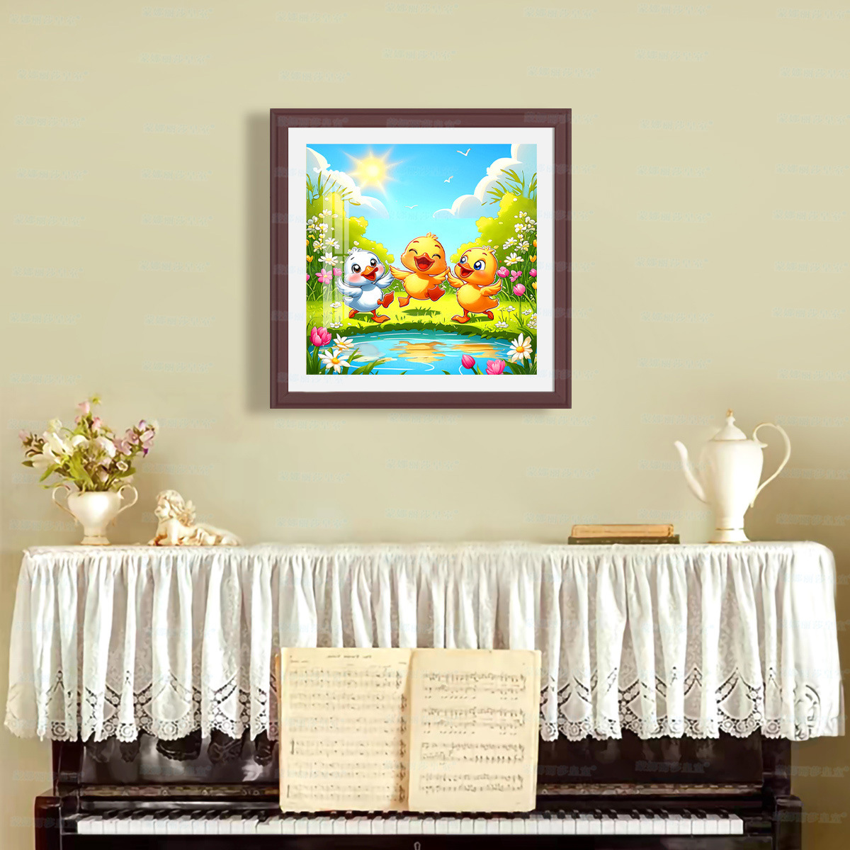 Mona Lisa Real bordado cruzado tres patitos nuevo estilo simplista lindo animal colgado a mano bordado de hilo decorativo image 3