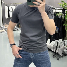 夏季新款短袖t恤男简约字母韩版潮简约时尚半袖上衣青年修身休闲