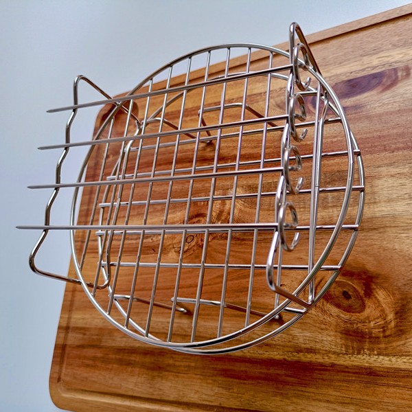 Air Fryer Accessories Double-Layer Round Stainless Steel Grill Rack Kitchen Double-Layer Steaming Rack Barbecue Skewers