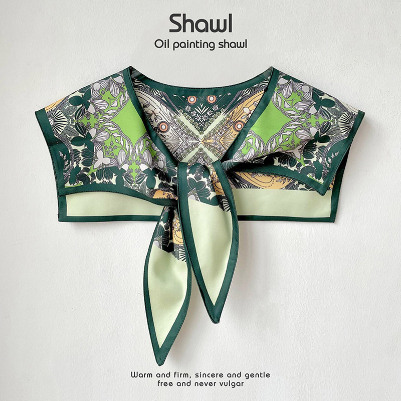 Nuevo chal protector solar de verano de las mujeres al aire libre con aire acondicionado decoración de la habitación chaleco de protección del cuello pequeña bufanda falsa bufanda anudada