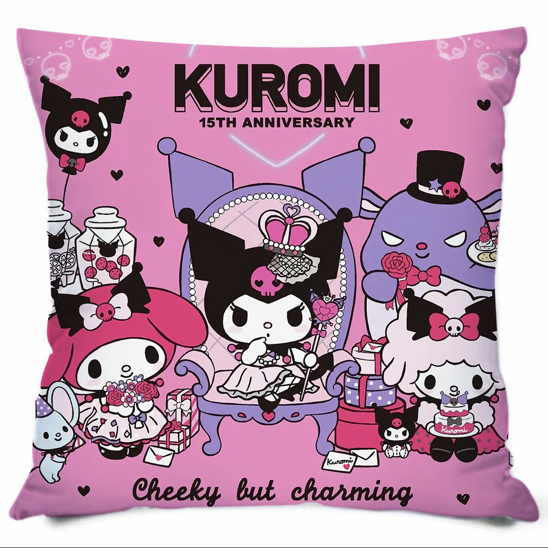 Almohada con estampado de dibujos animados de Sanrio, linda almohada de sofá para dormitorio, cojín de cabecera, cojín de asiento con soporte lumbar para coche