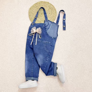 Children's Strap Pants Spring and Autumn Children's Wear New Fashionable Women's Treasure Strap Jeans Small and Medium-sized Children's Girls' Pants