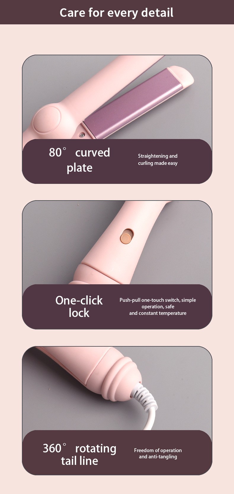 4-in-1 haarstylingtool voor droog en nat haar: krul- en stijltang. Zachte, constante temperatuurregeling voor naar binnen gekrulde, luchtige pony._voghion.com