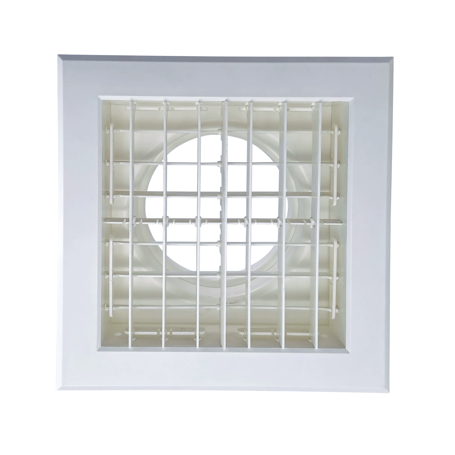 Двухслойная решетка для центрального кондиционирования из АБС-пластика, круглый или квадратный выход, переходная решетка из квадратного в круглый тип, регулируемая.