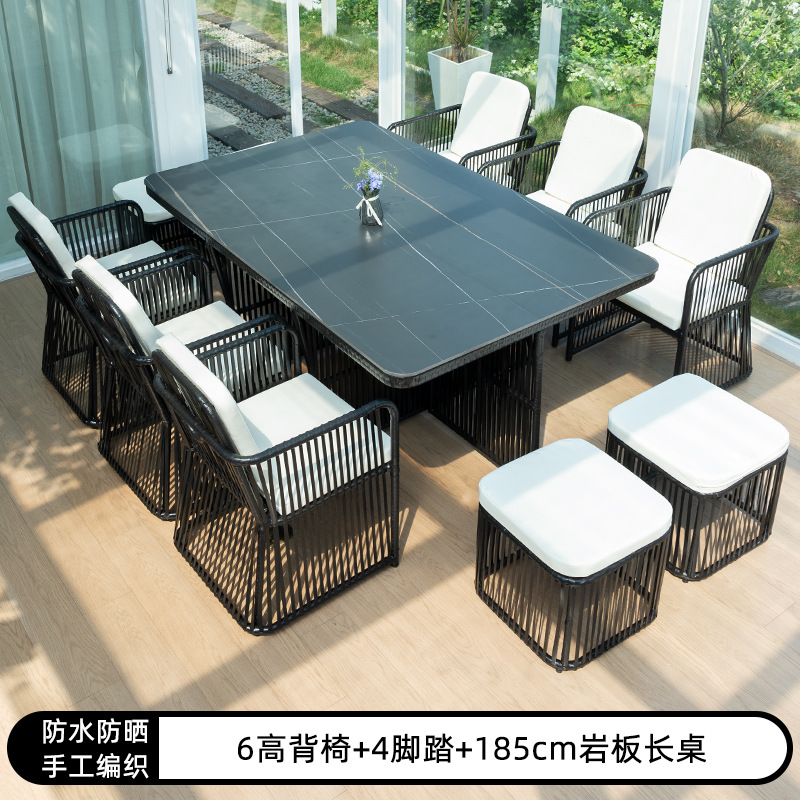 Al Aire Libre mesa y silla patio ocio ratán mesa y silla combinación terraza jardín al aire libre Mesa de té Muebles silla impermeable Protección solar