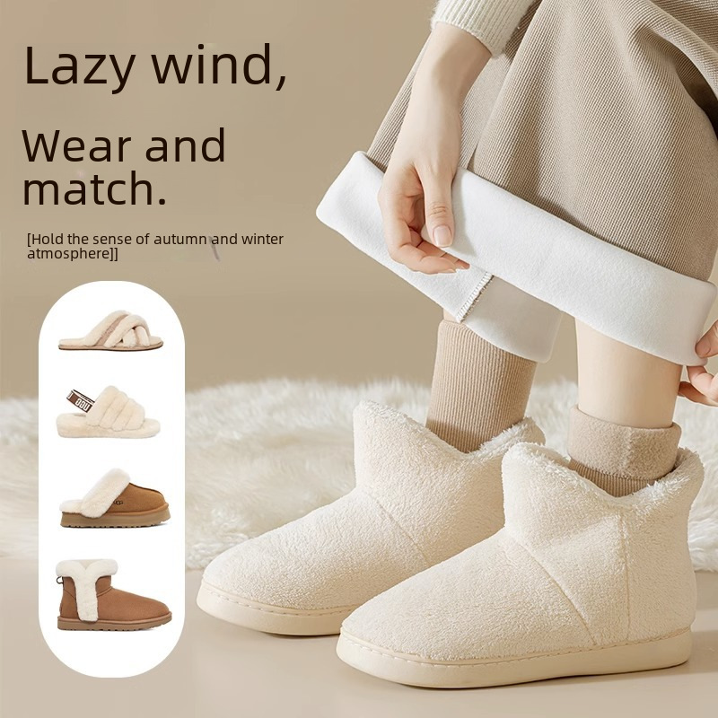 Thick Women's Autumn/Winter Fleece-Lined, Extra-Heavy Thermal Snow Boots Socks for Home Use & Bedtime — Heat-Retaining Mid-Calf Terry Towel Socks