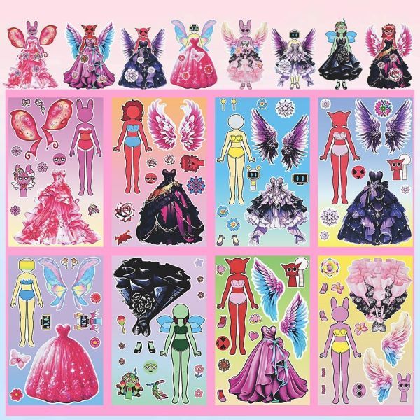リズムボックス sprunki キャラクタードレスアップステッカー女の子クリエイティブ子供の教育面変更楽しいおもちゃステッカー|undefined
