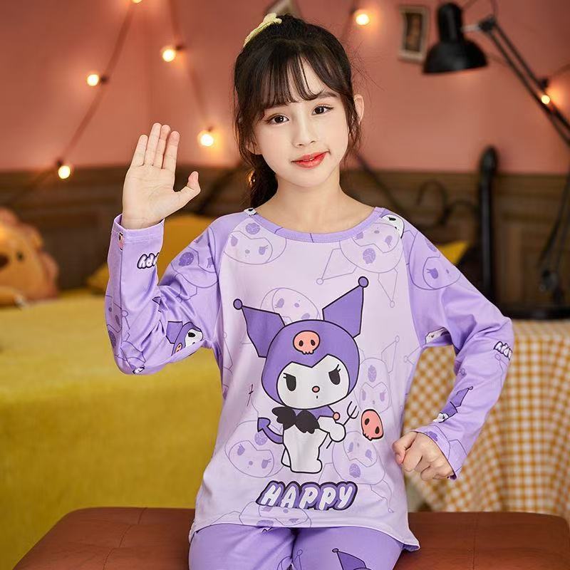 2024 girls' spring and autumn children's pajamas long-sleeved boys and girls cartoon coolomi children's medium and large children's air conditioning suit