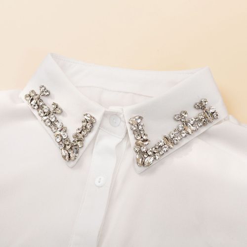 Korean cute shirt collar for women in spring and summer, hand-nailed rhinestone Korean style fake collar with fake collar manufacturer