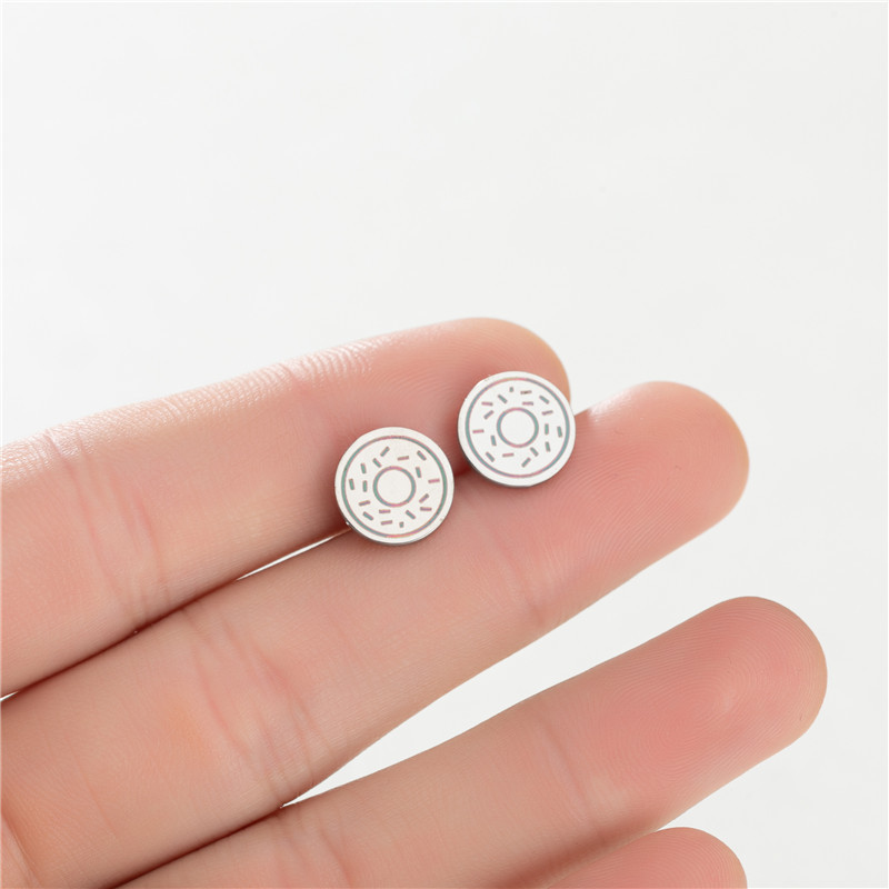 1 Pair Cartoon Style Round Fruit Stainless Steel Plating Ear Studs display picture 1